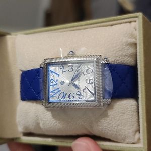 Judith Ripka Watch.  Blue Leather.   Never Worn.